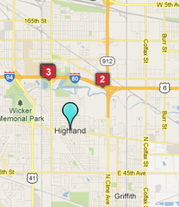 Map of Highland, IN hotels
