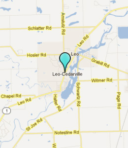 Map of Leo-Cedarville, IN hotels