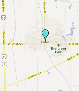 Map of Lowell, IN hotels