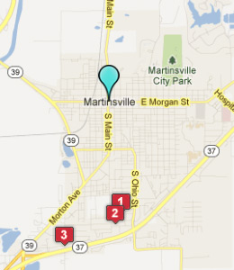 Map of Martinsville, IN hotels