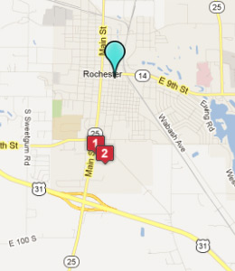 Map of Rochester, IN hotels
