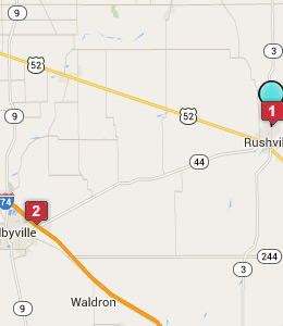 Map of Rushville, IN hotels