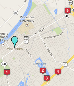 Map of Vincennes, IN hotels