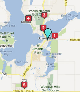 Map of Arnolds Park, IA hotels