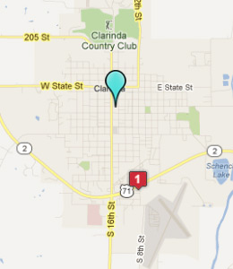 Map of Clarinda, IA hotels