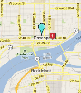 Map of Davenport, IN hotels