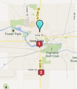 Map of Iowa Falls, IN hotels