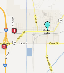 Map of Missouri Valley, IN hotels