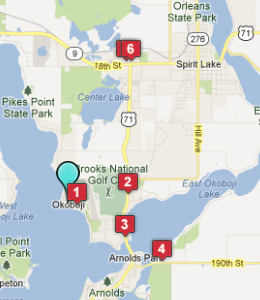 Map of Okoboji, IN hotels