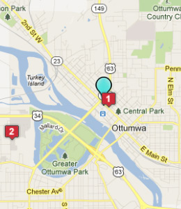 Map of Ottumwa, IN hotels