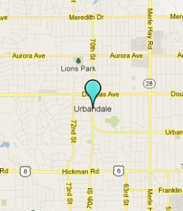 Map of Urbandale, IN hotels