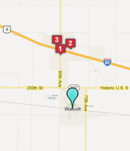 Map of Walcott, IN hotels