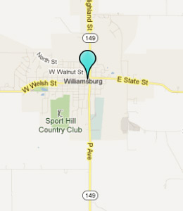 Map of Williamsburg, IN hotels