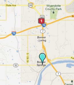 Map of Bonner Springs, IN hotels