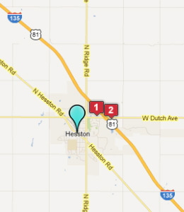 Map of Hesston, IN hotels