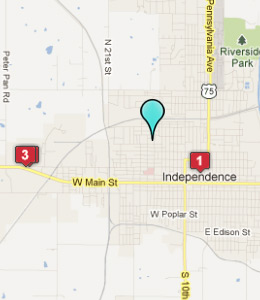 Map of Independence, IN hotels