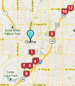 Map of Olathe, IN hotels