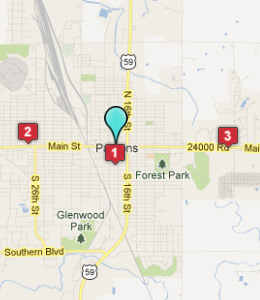 Map of Parsons, IN hotels