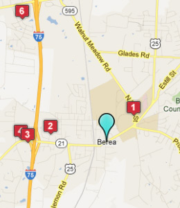Map of Berea, IN hotels