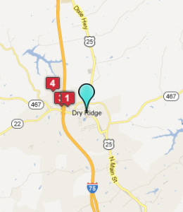 Map of Dry Ridge, IN hotels