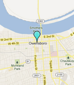 Map of Owensboro, IN hotels