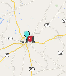 Map of Russellville, IN hotels