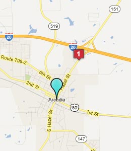 Map of Arcadia, LA hotels