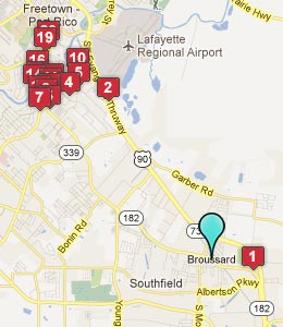 Map of Broussard, LA hotels