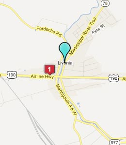 Map of Livonia, LA hotels