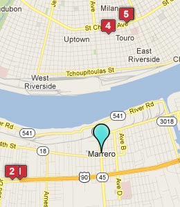 Map of Marrero, LA hotels