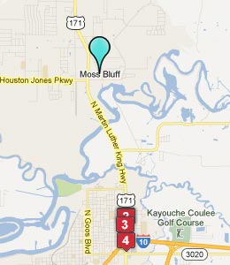 Map of Moss Bluff, LA hotels