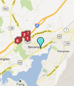 Map of Belcamp, IN hotels