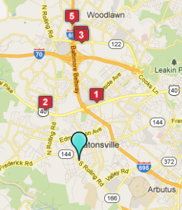 Map of Catonsville, IN hotels