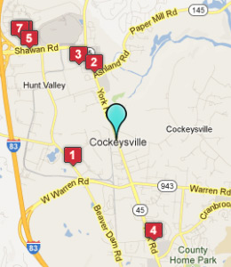 Map of Cockeysville, IN hotels