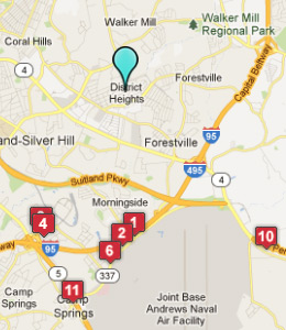Map of District Heights, IN hotels