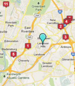 Map of Landover Hills, IN hotels