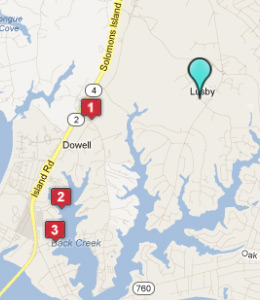 Map of Lusby, IN hotels