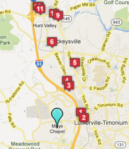 Map of Mays Chapel, IN hotels