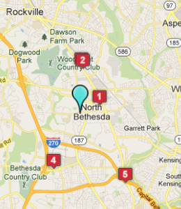 Map of North Bethesda, IN hotels