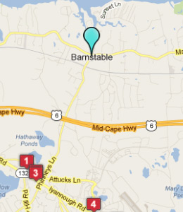 Map of Barnstable, IN hotels