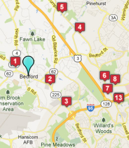 Map of Bedford, IN hotels