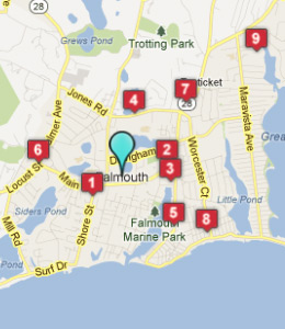 Map of Falmouth, IN hotels