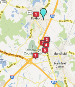 Map of Foxborough, IN hotels