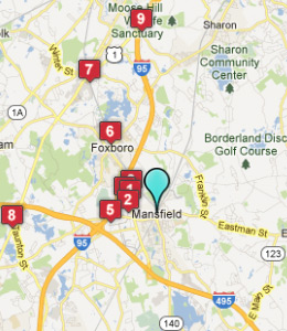 Map of Mansfield, IN hotels