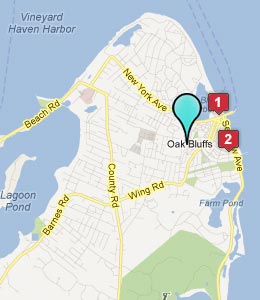Map of Oak Bluffs, MA hotels