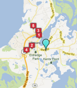 Map of Orleans, IN hotels