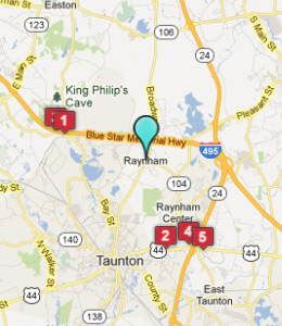 Map of Raynham, IN hotels