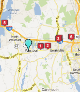 Map of Westport, IN hotels