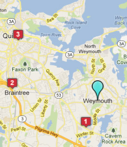 Map of Weymouth, IN hotels