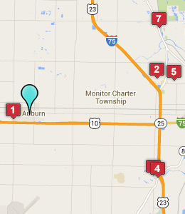 Map of Auburn, IN hotels